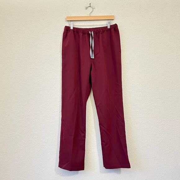 FIGS Pisco Basic Scrub Pants Burgundy Medical Nurse Uniform Straight Leg - Picture 1 of 13